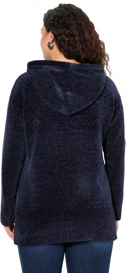 Ulla Popken Chenille Knit Hoodie Navy - Hættetrøjer og sweatshirts - Bløde sweatshirts, hoodies & strik