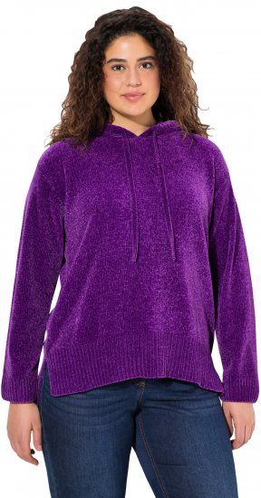 Ulla Popken Chenille Knit Hoodie Dark Purple - Hættetrøjer og sweatshirts - 