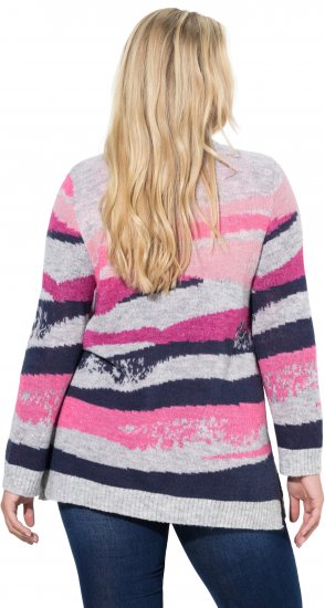 Ulla Popken Landscape Stripe Sweater Light Grey Melange - Hættetrøjer og sweatshirts - Bløde sweatshirts, hoodies & strik