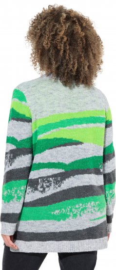 Ulla Popken Landscape Stripe Sweater Moss Green - Hættetrøjer og sweatshirts - Bløde sweatshirts, hoodies & strik