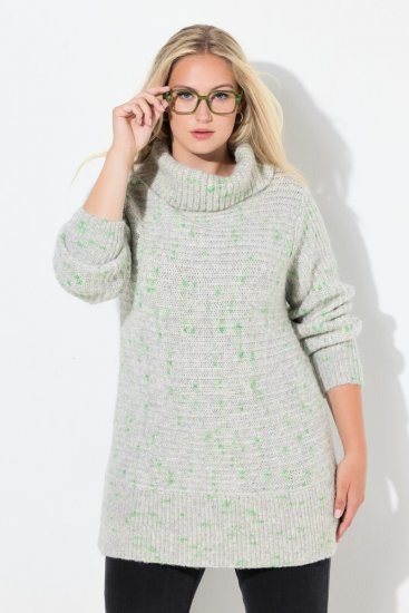 Ulla Popken Space Yarn Oversized Turtleneck Sweater Light Grey Melange - Hættetrøjer og sweatshirts - Bløde sweatshirts, hoodies & strik