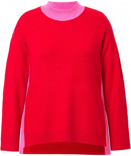 Ulla Popken Color Block Long Sleeve Sweater Lychee - Hættetrøjer og sweatshirts - Bløde sweatshirts, hoodies & strik