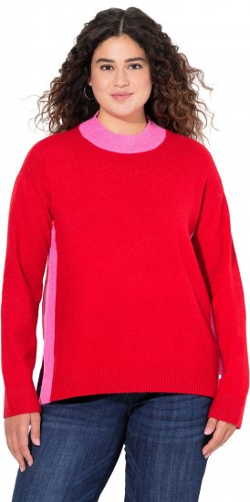 Ulla Popken Color Block Long Sleeve Sweater Lychee - Hættetrøjer og sweatshirts - Bløde sweatshirts, hoodies & strik