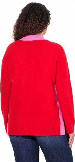 Ulla Popken Color Block Long Sleeve Sweater Lychee - Hættetrøjer og sweatshirts - Bløde sweatshirts, hoodies & strik