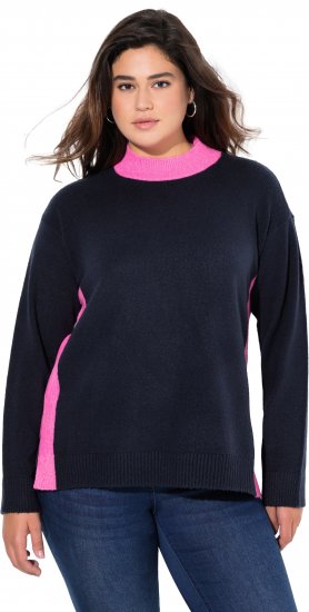 Ulla Popken Color Block Long Sleeve Sweater Ink Blue - Hættetrøjer og sweatshirts - 