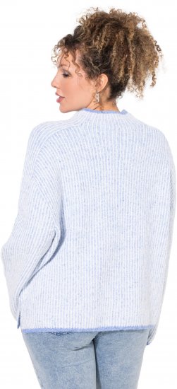 Ulla Popken Striped Wool Blend Turtleneck Sweater Sky Blue - Hættetrøjer og sweatshirts - Bløde sweatshirts, hoodies & strik