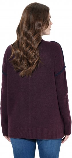 Ulla Popken Contrast Trim Long Sleeve Sweater Dark Ruby - Hættetrøjer og sweatshirts - Bløde sweatshirts, hoodies & strik