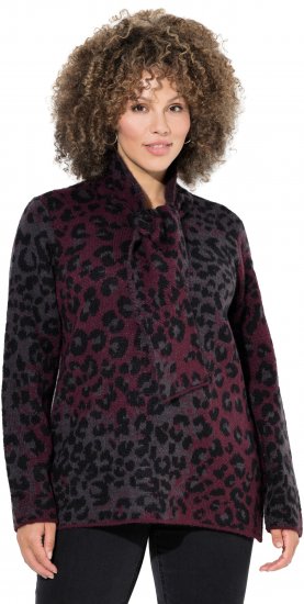 Ulla Popken Leopard Print Scarf Sweater Dark Ruby - Hættetrøjer og sweatshirts - Bløde sweatshirts, hoodies & strik