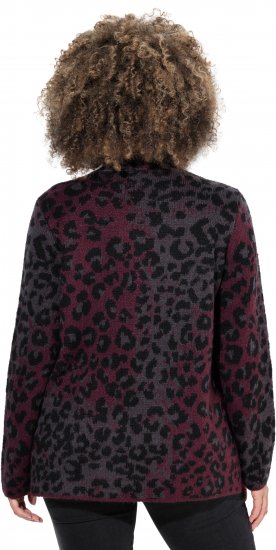 Ulla Popken Leopard Print Scarf Sweater Dark Ruby - Hættetrøjer og sweatshirts - Bløde sweatshirts, hoodies & strik