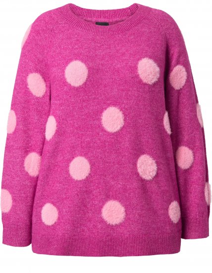 Ulla Popken Fluffy Polka Dot Sweater Summer Berry - Ulla Popken - 