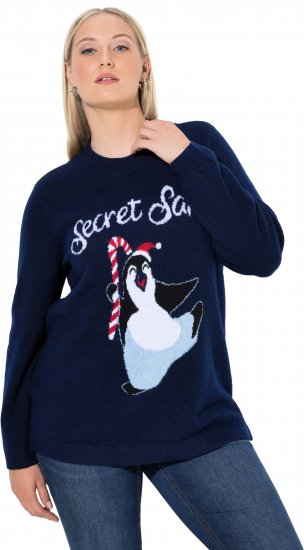 Ulla Popken Whimsical Holiday Sweater Navy - Hættetrøjer og sweatshirts - Bløde sweatshirts, hoodies & strik