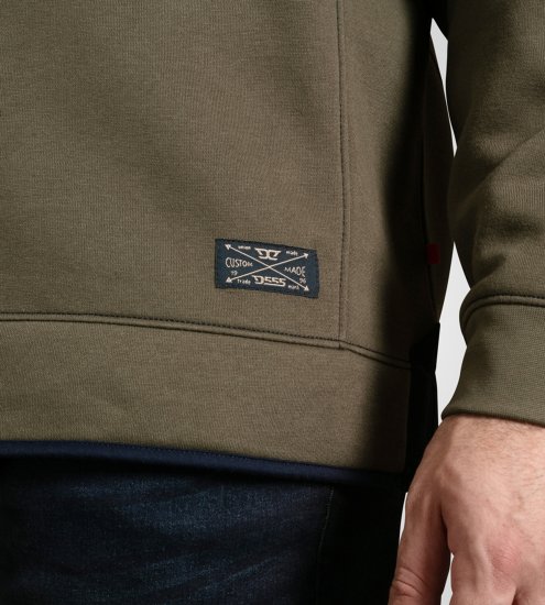 D555 Leicester 2 Quarter Neck Fleece Sweatshirt Khaki - Trøjer og hættetrøjer - Trøjer og Hættetrøjer i store størrelser - 2XL-14XL