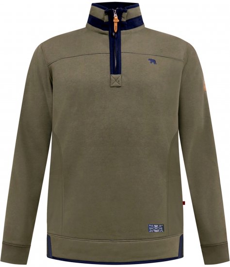 D555 Leicester 2 Quarter Neck Fleece Sweatshirt Khaki - Trøjer og hættetrøjer - Trøjer og Hættetrøjer i store størrelser - 2XL-14XL