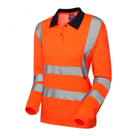 Leo Beaford EcoViz Comfort Women's Sleeved Polo Shirt Orange - Arbejdstøj - 