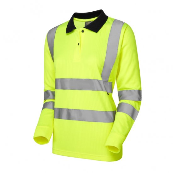 Leo Beaford EcoViz Comfort Women's Sleeved Polo Shirt Yellow - Arbejdstøj - 
