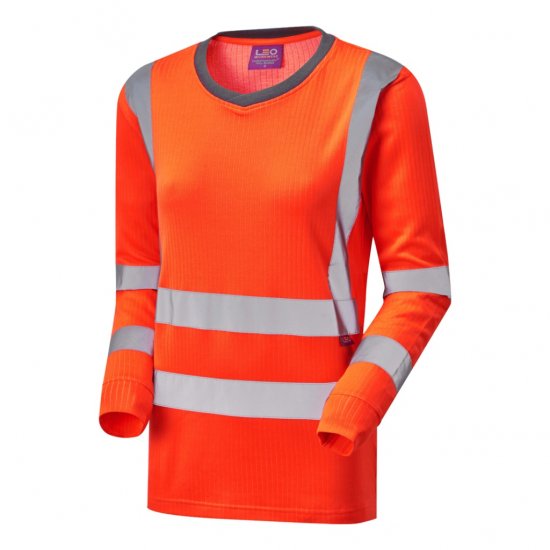 Leo Lydford EcoViz Comfort Women's Sleeved T-Shirt Orange - Arbejdstøj - 