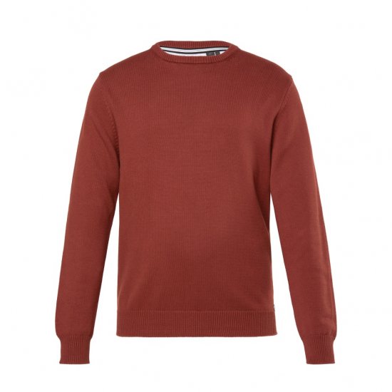 JP1880 Classic Round Neck Long Sleeve Sweater Brick Brown - Trøjer og hættetrøjer - Trøjer og Hættetrøjer i store størrelser - 2XL-14XL