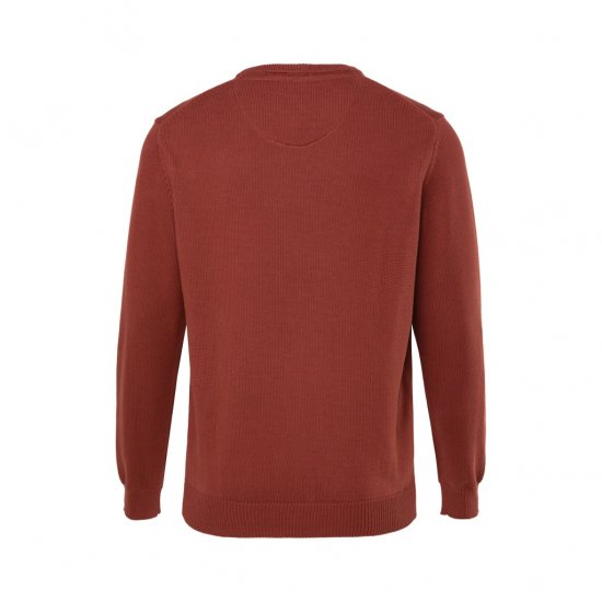 JP1880 Classic Round Neck Long Sleeve Sweater Brick Brown - Trøjer og hættetrøjer - Trøjer og Hættetrøjer i store størrelser - 2XL-14XL
