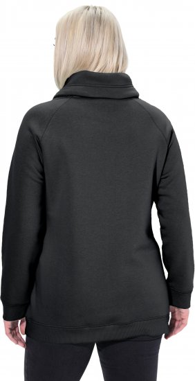 Ulla Popken Drawstring Collar Long Sleeve Sweatshirt Black - Hættetrøjer og sweatshirts - 