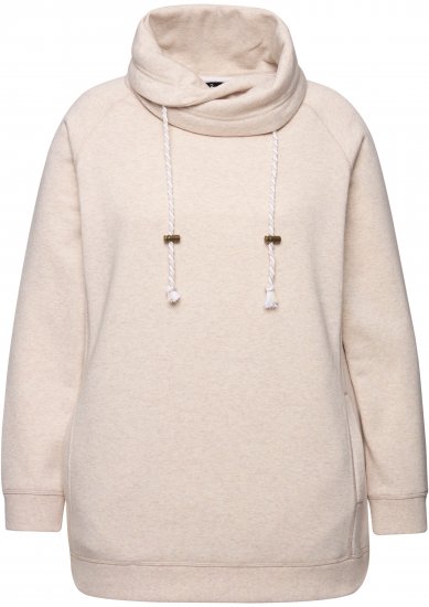 Ulla Popken Drawstring Collar Long Sleeve Sweatshirt Nature Melange - Hættetrøjer og sweatshirts - 