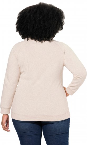 Ulla Popken Drawstring Collar Long Sleeve Sweatshirt Nature Melange - Hættetrøjer og sweatshirts - 