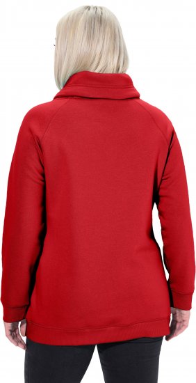 Ulla Popken Drawstring Collar Long Sleeve Sweatshirt Salsa Red - Hættetrøjer og sweatshirts - 