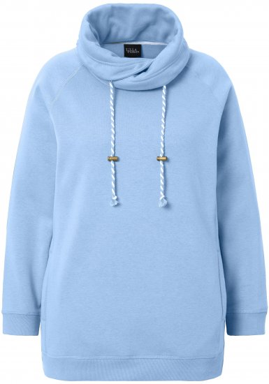 Ulla Popken Drawstring Collar Long Sleeve Sweatshirt Light Blue - Hættetrøjer og sweatshirts - Bløde sweatshirts, hoodies & strik