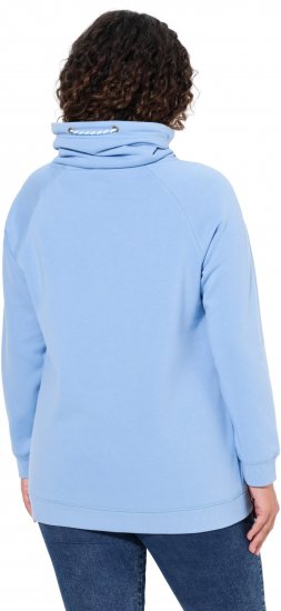 Ulla Popken Drawstring Collar Long Sleeve Sweatshirt Light Blue - Hættetrøjer og sweatshirts - Bløde sweatshirts, hoodies & strik
