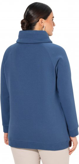 Ulla Popken Drawstring Collar Long Sleeve Sweatshirt Ink Blue - Hættetrøjer og sweatshirts - Bløde sweatshirts, hoodies & strik