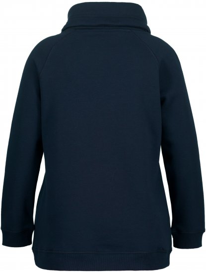 Ulla Popken Drawstring Collar Long Sleeve Sweatshirt Navy - Ulla Popken - 