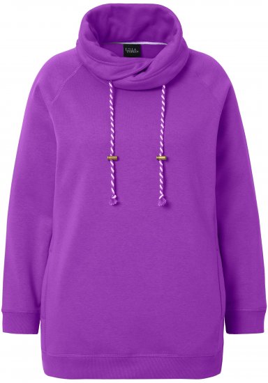 Ulla Popken Drawstring Collar Long Sleeve Sweatshirt Purple - Hættetrøjer og sweatshirts - 