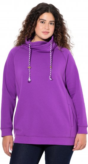 Ulla Popken Drawstring Collar Long Sleeve Sweatshirt Purple - Hættetrøjer og sweatshirts - 