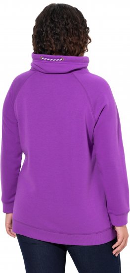 Ulla Popken Drawstring Collar Long Sleeve Sweatshirt Purple - Hættetrøjer og sweatshirts - 