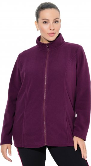 Ulla Popken Modular Fleece Zip Front Jacket Dark Cherry - Hættetrøjer og sweatshirts - 
