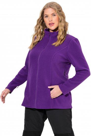 Ulla Popken Modular Fleece Zip Front Jacket Dark Plum - Hættetrøjer og sweatshirts - 