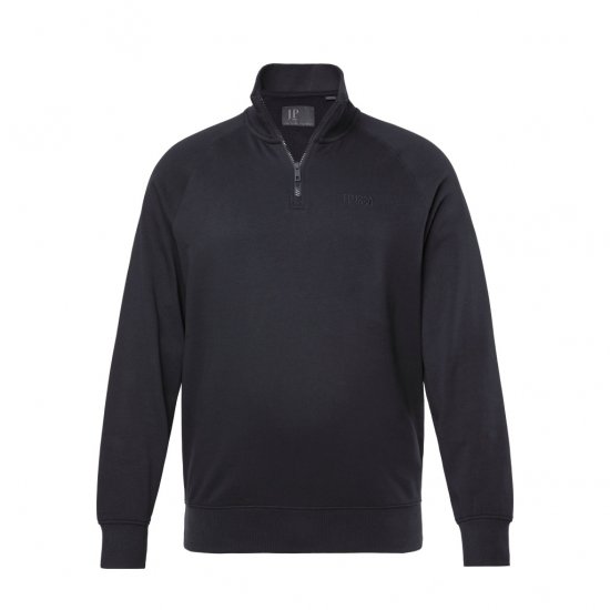 JP1880 Sweatshirt Half-Zip Stomach Fit Black - Trøjer og hættetrøjer - Trøjer og Hættetrøjer i store størrelser - 2XL-14XL