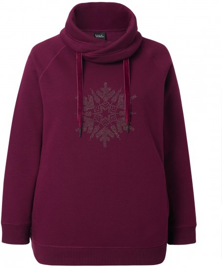 Ulla Popken Rhinestone Snowflake Turtleneck Sweatshirt Dark Ruby - Hættetrøjer og sweatshirts - Bløde sweatshirts, hoodies & strik