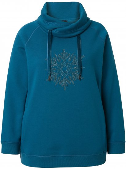 Ulla Popken Rhinestone Snowflake Turtleneck Sweatshirt Teal - Hættetrøjer og sweatshirts - 