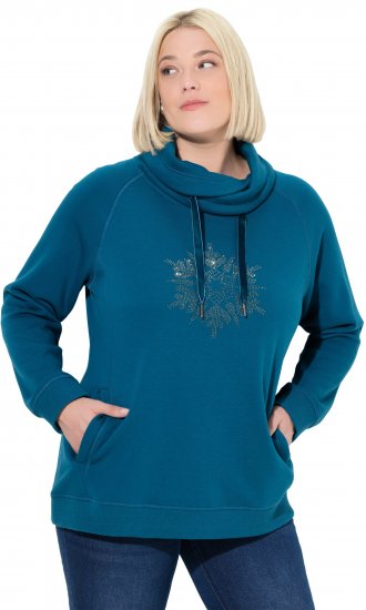 Ulla Popken Rhinestone Snowflake Turtleneck Sweatshirt Teal - Hættetrøjer og sweatshirts - 