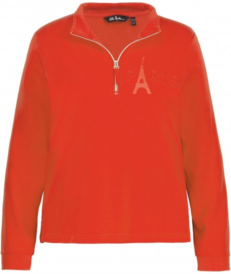 Ulla Popken PARIS Theme Zip Neck Sweatshirt Light Red - Hættetrøjer og sweatshirts - Bløde sweatshirts, hoodies & strik