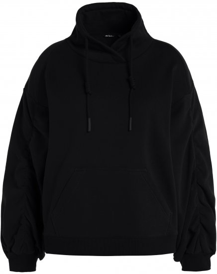 Ulla Popken Gathered Sleeve Oversized Fit Sweatshirt Black - Hættetrøjer og sweatshirts - Bløde sweatshirts, hoodies & strik