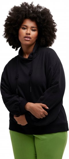 Ulla Popken Gathered Sleeve Oversized Fit Sweatshirt Black - Hættetrøjer og sweatshirts - Bløde sweatshirts, hoodies & strik