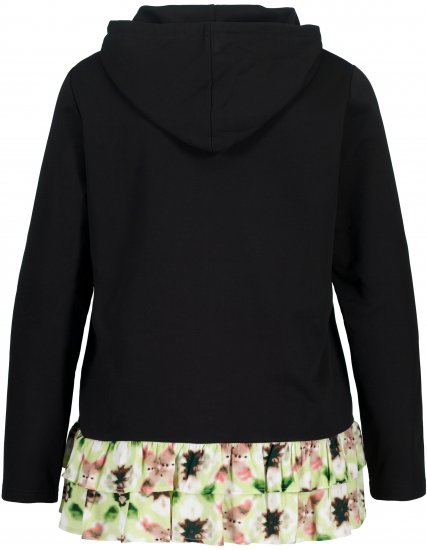 Ulla Popken Ruffle Hem A-line Fit Hooded Sweatshirt Black - Hættetrøjer og sweatshirts - Bløde sweatshirts, hoodies & strik