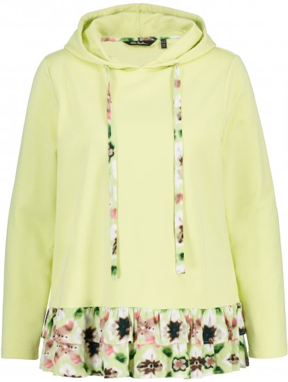 Ulla Popken Ruffle Hem A-line Fit Hooded Sweatshirt Lime Green - Hættetrøjer og sweatshirts - Bløde sweatshirts, hoodies & strik