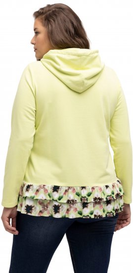 Ulla Popken Ruffle Hem A-line Fit Hooded Sweatshirt Lime Green - Hættetrøjer og sweatshirts - Bløde sweatshirts, hoodies & strik