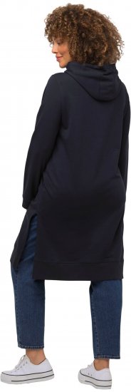 Ulla Popken Extra Long Abstract Graphic Hoodie Navy - Hættetrøjer og sweatshirts - Bløde sweatshirts, hoodies & strik