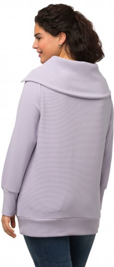Ulla Popken Long Sleeve Troyer Collar Sweatshirt Pastel Lilac - Hættetrøjer og sweatshirts - 