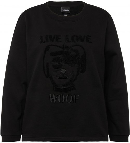 Ulla Popken Flock Print Long Sleeve Crew Neck Sweatshirt Black - Hættetrøjer og sweatshirts - 