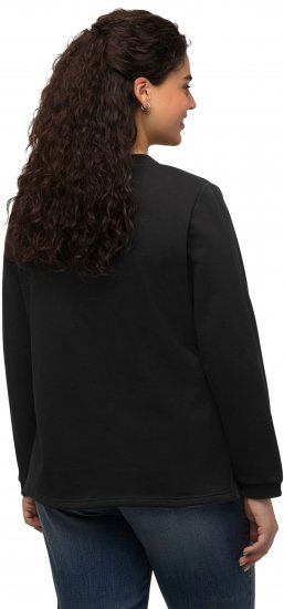 Ulla Popken Flock Print Long Sleeve Crew Neck Sweatshirt Black - Hættetrøjer og sweatshirts - 