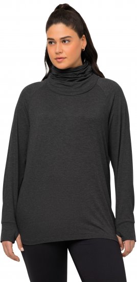 Ulla Popken Sweatshirt with Gaiter Black - Hættetrøjer og sweatshirts - 